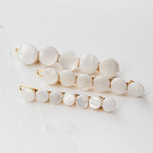 Mother of Pearl Barrette geometric pearl shell wedding hair accessories image 3