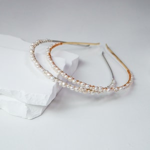 Freshwater Pearl Cluster Headband: Dainty Bridal Head Piece