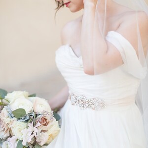 ORCHID Single Tier Illusion Tulle Veil l Wide Chapel Veil with Natural Raw Edge & Geometric Gold Comb image 5