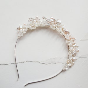 Rose Crown | ivory floral and pearl tiara for wedding, bride, bridesmaid, flower girl