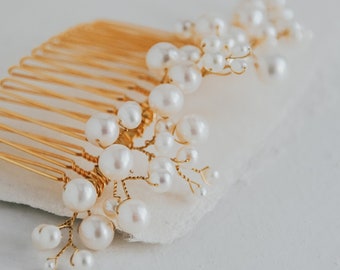 Pearl Branch and Cluster Hair Comb | Romantic & Fanciful Wedding Accessories | Floral and Branch Wedding Decorative Hair Comb