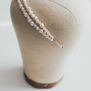 Freshwater Pearl Double Row Headband Simple and Modern Wedding Accessories Bridesmaid & Bridal Hair Barrettes image 7