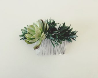 PACIFICO | Gray Green Succulent Hair Comb | Boho Bride Flower Crown | Greenery, Beach and Desert Inspired Wedding Hair Accessories