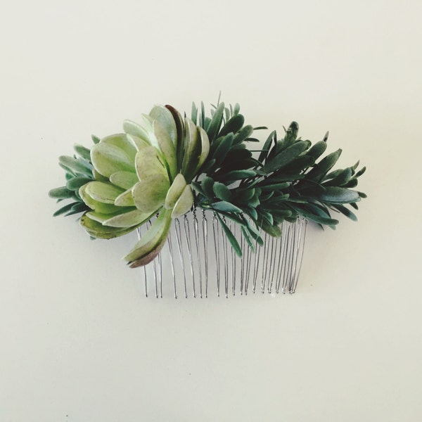 PACIFICO | Gray Green Succulent Hair Comb | Boho Bride Flower Crown | Greenery, Beach and Desert Inspired Wedding Hair Accessories