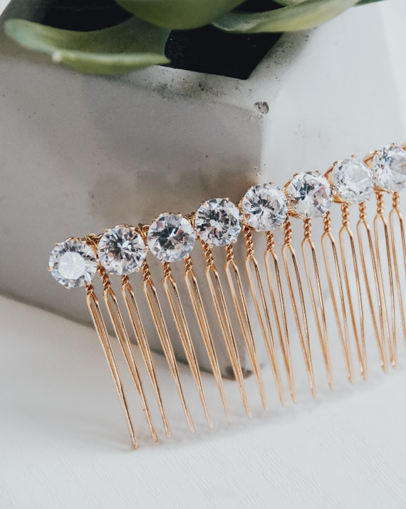 JULIET Cubic Zirconia Hair Comb 3 Brass Hair Comb With Single Row