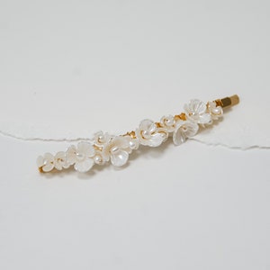 Ivory Flower Barrette Scattered, Clustered Tiny Flowers on a Slide Barrette Wedding Hair Accessories image 5