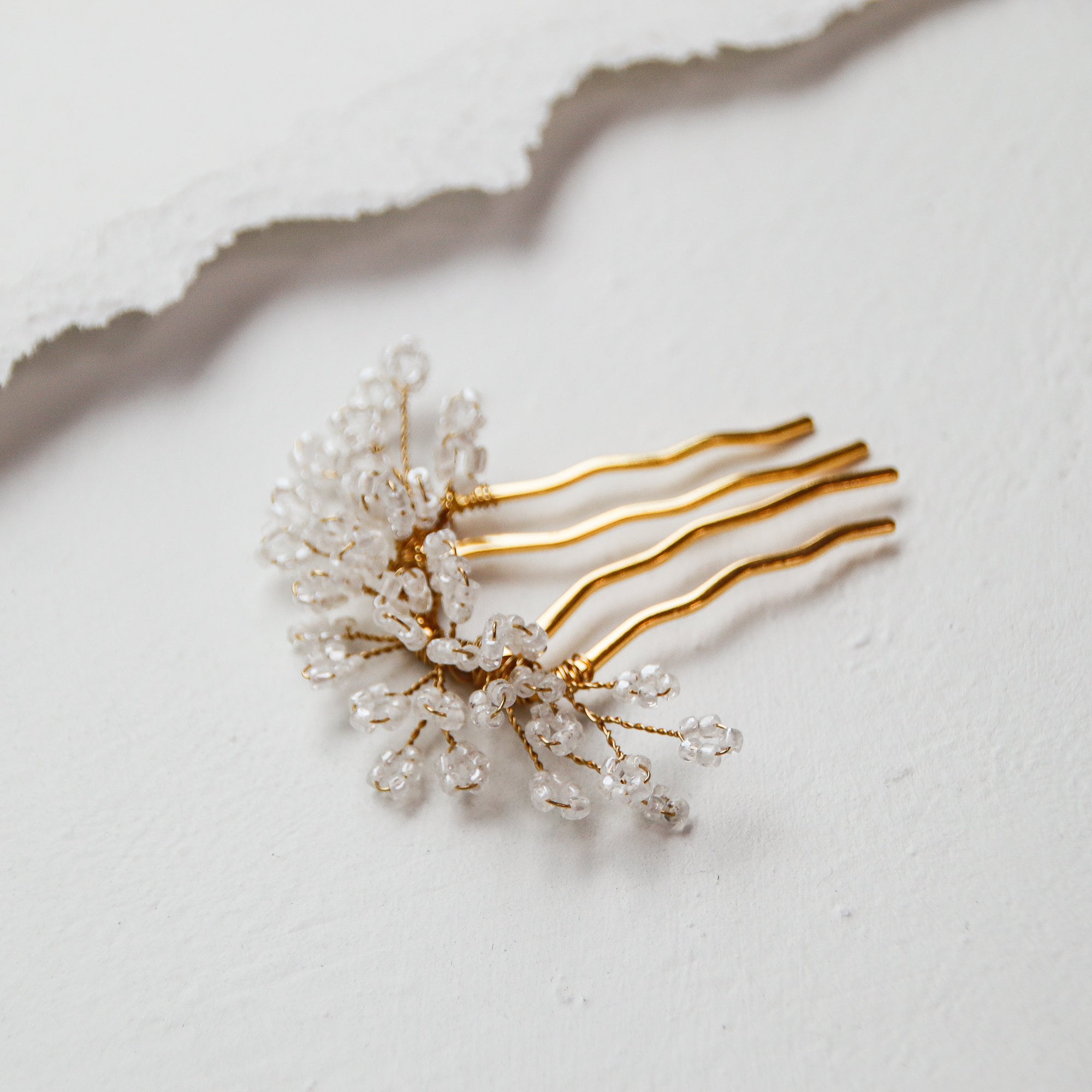 Bramble Beaded Bridal Hair Comb: Dainty Glass Florets, Vintage Style