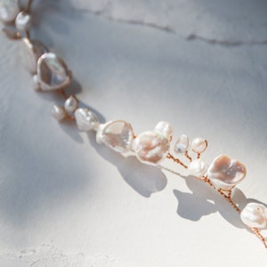 Nugget Pearl Hair Vine gold bridal hair vine with clusters of baroque keshi pearls image 6