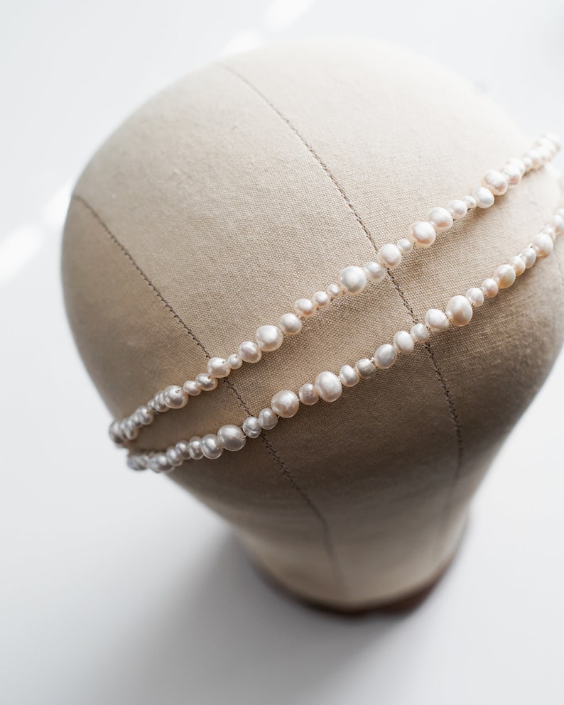 Freshwater Pearl Double Row Headband Simple and Modern Wedding Accessories Bridesmaid & Bridal Hair Barrettes image 6