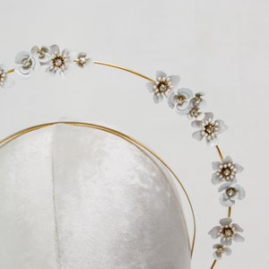 Scattered Enamel Floral Crown whimsical white flower encrusted halo image 5