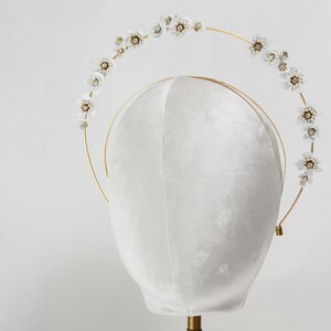 Scattered Enamel Floral Crown whimsical white flower encrusted halo image 2