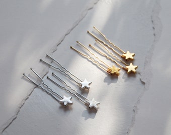 Antique Star Hair Pins (Set of 3, Silver or Gold) | celestial night sky themed bridal wedding accessories