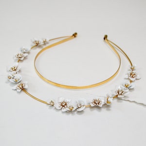 Scattered Enamel Floral Crown whimsical white flower encrusted halo image 4