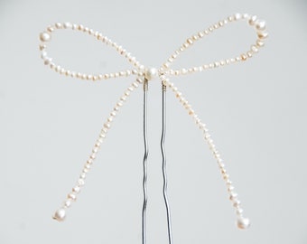 Pearl Bow Hair Pin (Single Hair Pin) | Romantic and classic hair accessories for modern brides