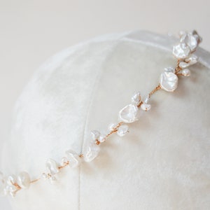Nugget Pearl Hair Vine gold bridal hair vine with clusters of baroque keshi pearls image 5