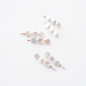 Freshwater Pearl Hair Pins Set of 2 Gold, Silver, and Rose Gold Simple and Modern Wedding Accessories Bridesmaid & Bridal Hair Pins image 5