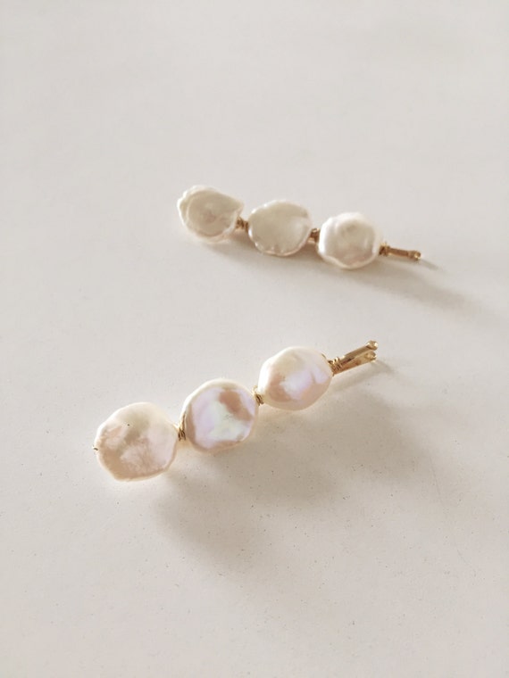 Freshwater Pearl Hair Pins Set Of 2 Gold And Pearl Hair Pins Etsy