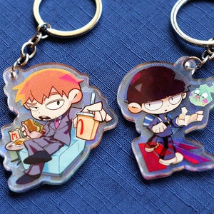 2'' Double-sided Holographic Acrylic Charm Psychic Anime Boy image 3