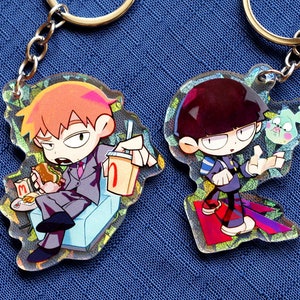 2'' Double-sided Holographic Acrylic Charm Psychic Anime Boy image 1