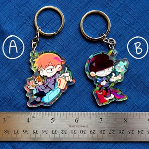 2'' Double-sided Holographic Acrylic Charm Psychic Anime Boy image 2