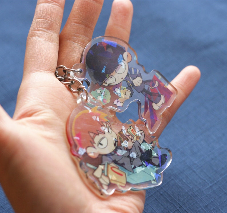 2'' Double-sided Holographic Acrylic Charm Psychic Anime Boy image 4