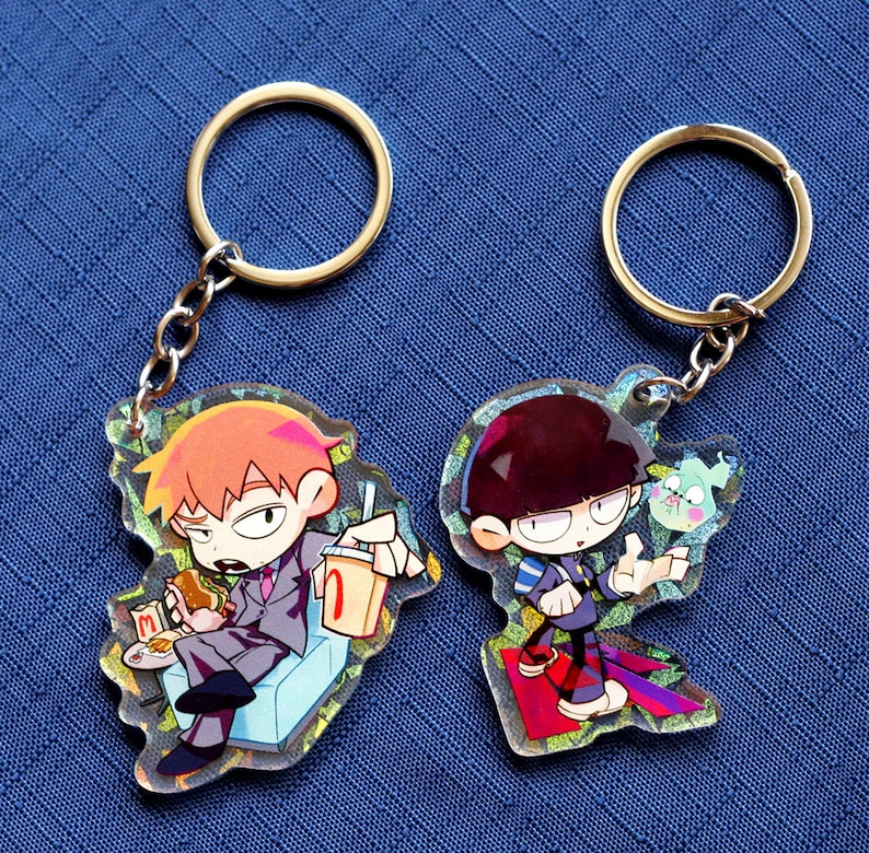 2'' Double-sided Holographic Acrylic Charm Psychic Anime Boy image 1