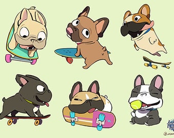 4x6" French Bulldog Sticker Sheets