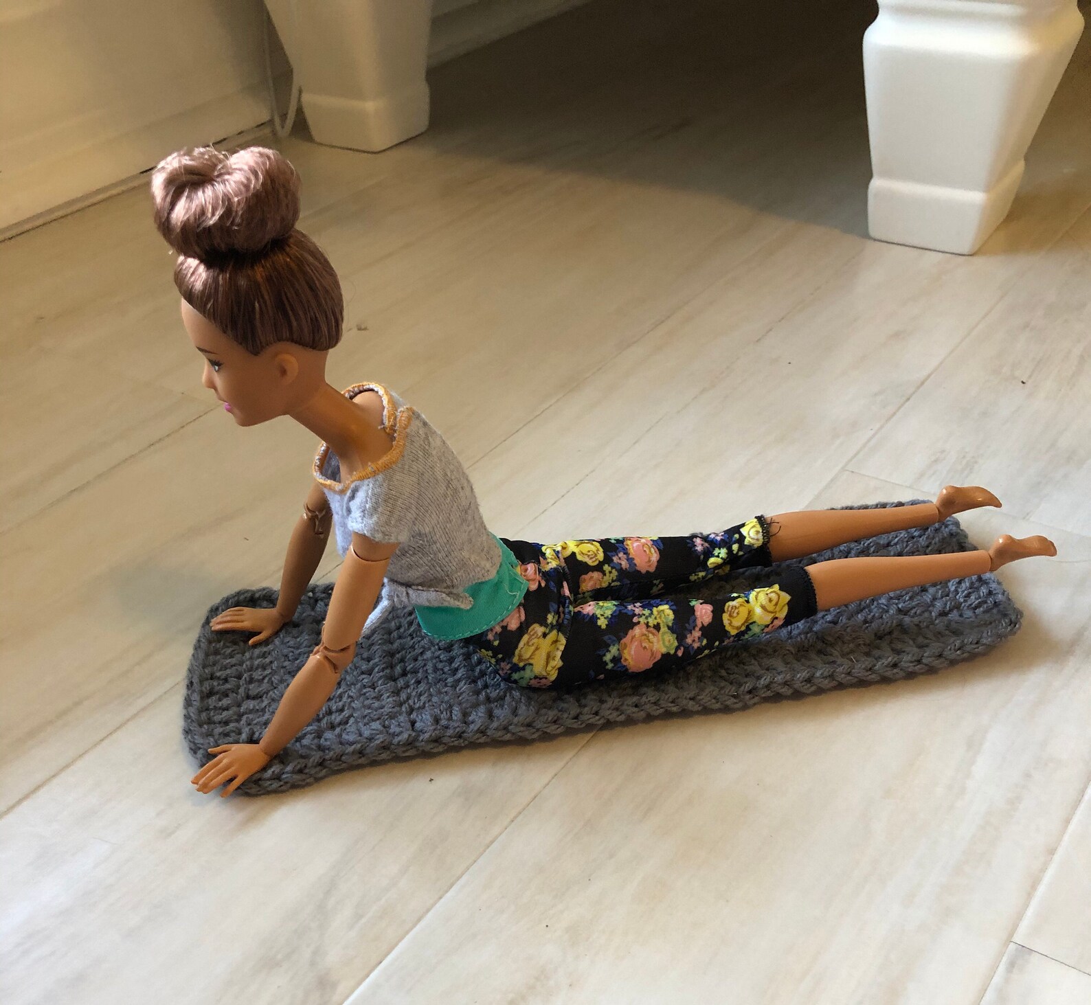 Handmade yoga mat for Barbie crochet amigurumi any color