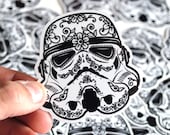 Stormtrooper Helmet Sugar Skull Gloss Coated Vinyl Die Cut Stickers