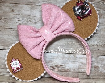 Cork pin trading ears, corkboard ears, pins, pin trading, Marie inspired ears, Millennial pink, Aristocats