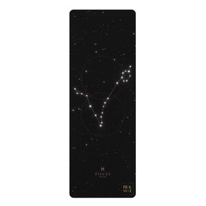Pisces Yoga Mat, Pisces Constellation Zodiac Star Map Mat, Black 24x70 Exercise Mat, Pisces Birthday Gift February March, Astrology Gift