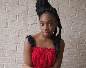 Red/ Black Polka Dot Top