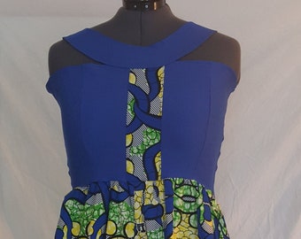 Blue and African Long Maxi Dress