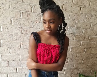 Red/ Black Polka Dot Top