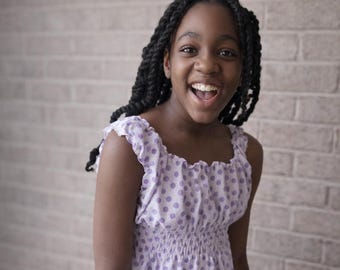 Light Purple and White Polka Dot Dress