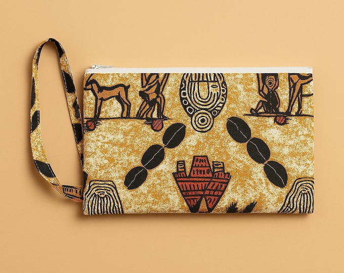Featured listing image: Ola Tribal Print Fabric Wristlet Pouch