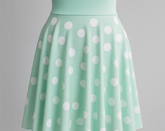 High Waisted Scuba Hand Painted Polka Dots Skirt
