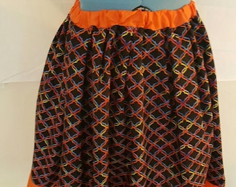 Orange/Black A-Line Skirt