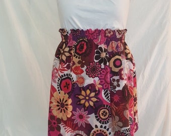 Shirred Floral Skirt