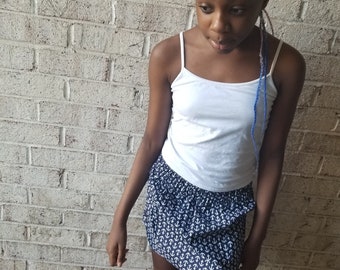 Blue Anchor Print Skirt