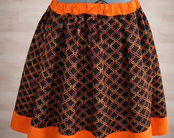 Orange/Black A-Line Skirt