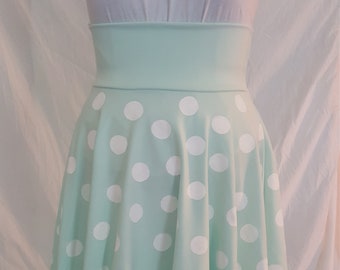 High Waisted Scuba Hand Painted Polka Dots Skirt
