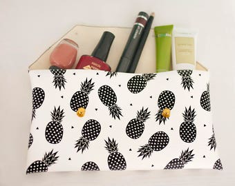 Pineapple print  - passport wallet - makeup organizer bag- makeup organiser - travel organizer bag - tropical leaves - makeup case -