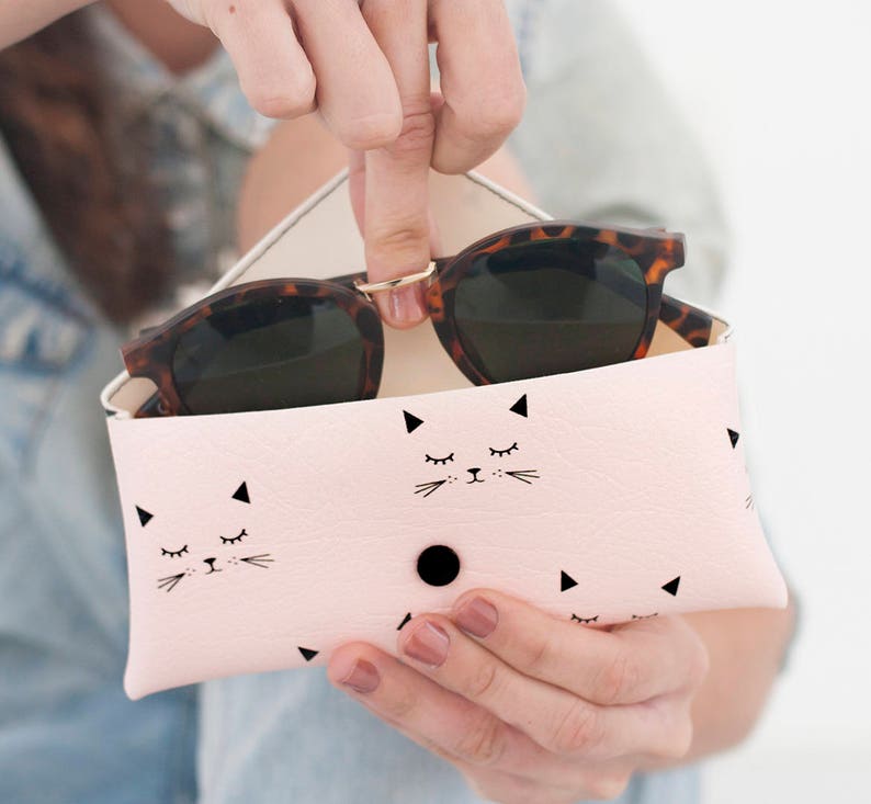 Eyeglass Case Holder Cat Print Cat Eyeglasses Case Cat Etsy