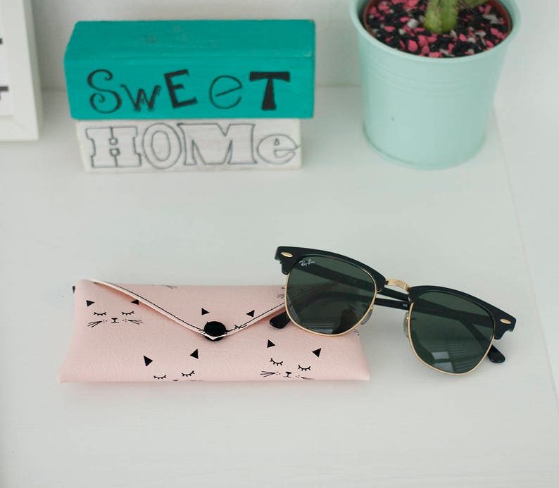 Eyeglass Case Holder Cat Print Cat Eyeglasses Case Cat Etsy