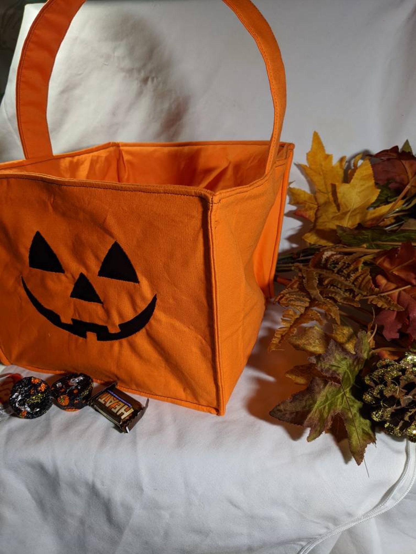 Embroidered Jack 'O Lantern Basket - Etsy New Zealand