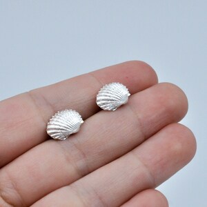 Silver Shell Studs, scalloped shell, tiny shell studs, shell jewelry, mermaid studs, shell studs, minimalist studs, seashell earrings