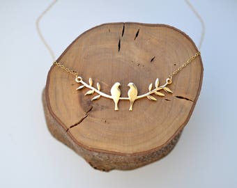 Collar de pájaro dorado: delicada joyería de pájaros bañada en plata