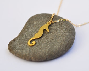 Gouden zeepaardje-ketting: 24-karaats vergulde sterlingzilveren hanger