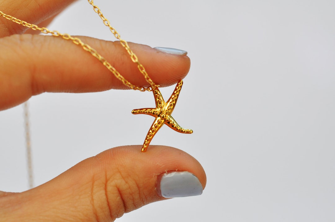Starfish Necklace, Gold Starfish, Starfish Pendant, Beach Necklace ...